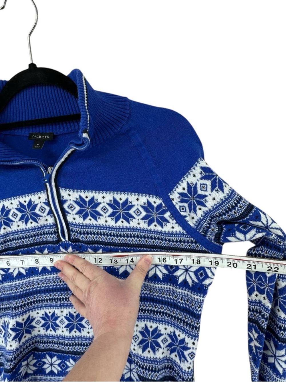 Talbots Nordic Quarter Zip Long Sleeve Sweater Wool Cotton Blend Women’s sz M - Picture 8 of 9